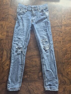 Zara Light Blue Skinny Jeans with Orange Stitching